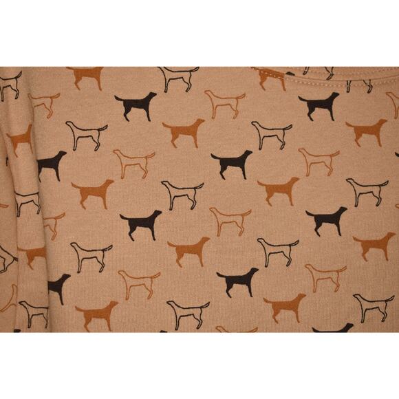 NORTHERN ISLES NEW $60 Beige Dog‎ Print Long Sleeve Turtleneck Top Large - Picture 3 of 4